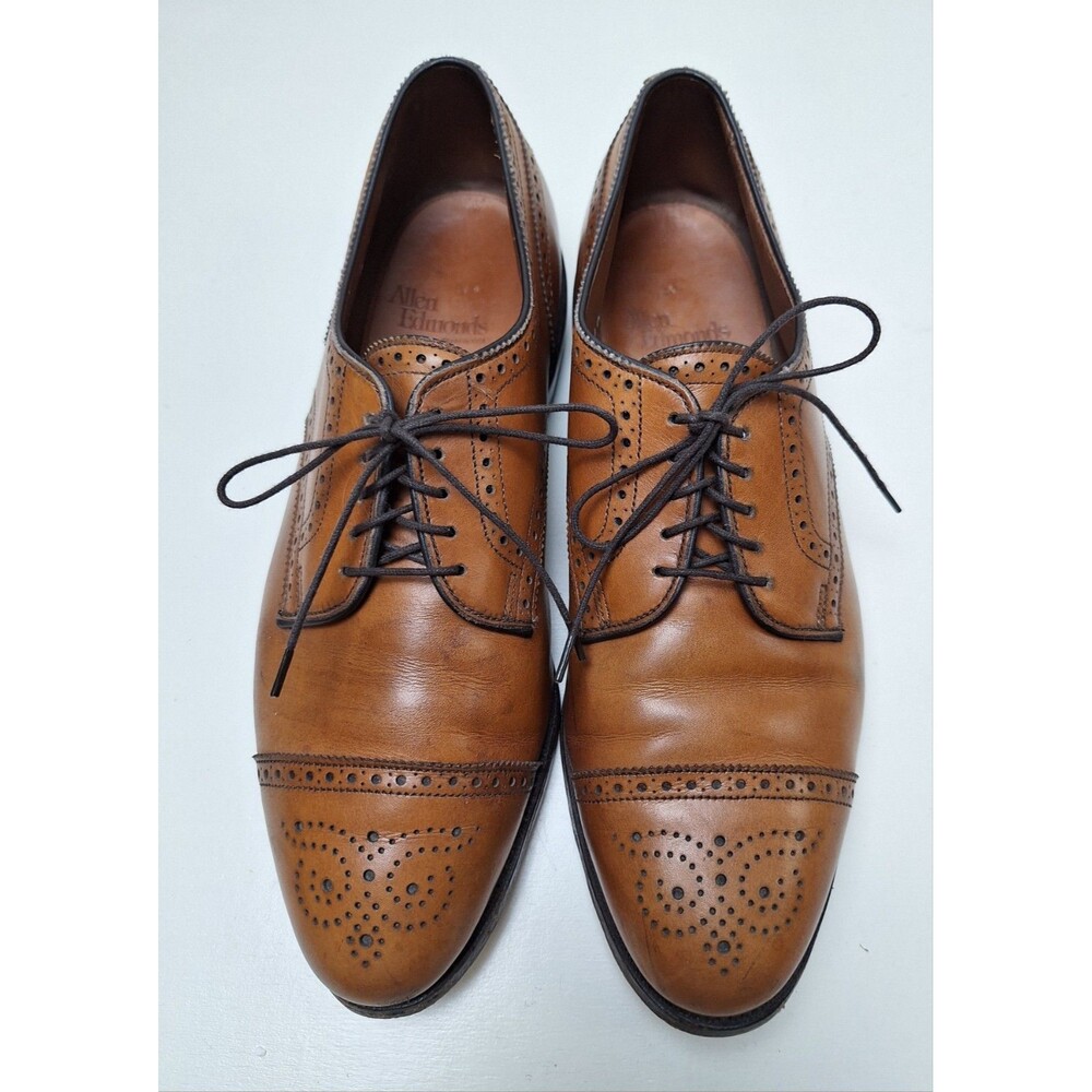 Allen Edmonds Sanford Cap Toe Oxford Brogue Dress Shoes Brown Leather Size 10D
